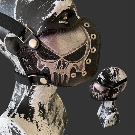 Silver Punisher Skull Maskleather Mask Motorcyclist T Etsy