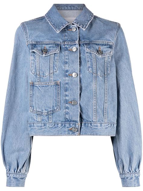 GANNI Puff Sleeve Denim Jacket Farfetch