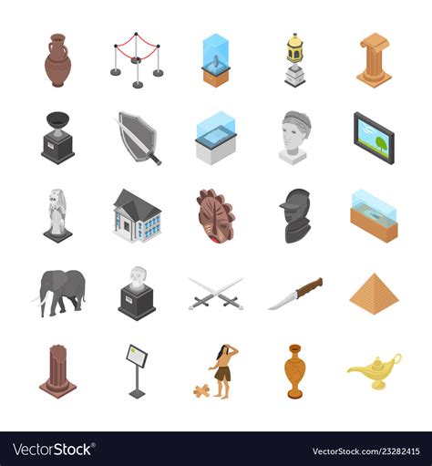 25 museum objects display Royalty Free Vector Image