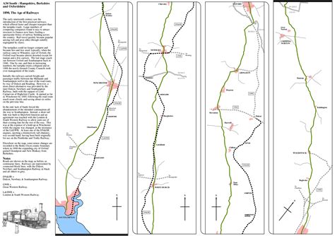 Map of the A34 route (south) in 1890