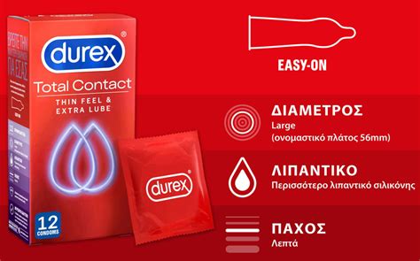 Durex Προφυλακτικά Πολύ Λεπτά Total Contact 12 τεμάχια Προφυλακτικά