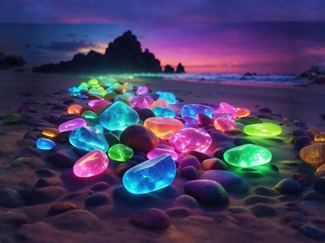 Premium Ai Image Fluorescent Stones Are Glowing In The Beach