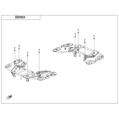 VUE ECLATEE PIECE RACK DE PORTE BAGAGE CFMOTO CFORCE 450 T3 COURT BLUE