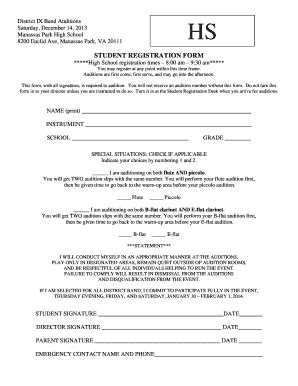 Fillable Online HS Registration Form 2014 Docx Fax Email Print PdfFiller