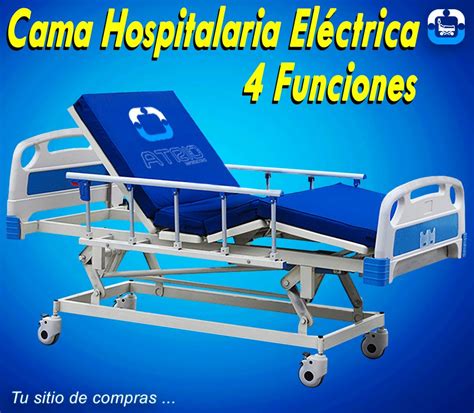 Cama Hospitalaria Eléctrica Con Barandales Colchón Antiescaras Mesa