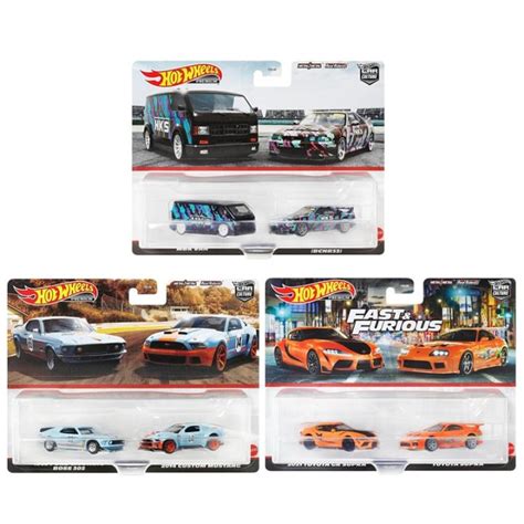 Hot Wheels Premium 2 Pack MBK Van Nissan Skyline GT R Toyota GR Supra Toyota Supra Ford Mustang