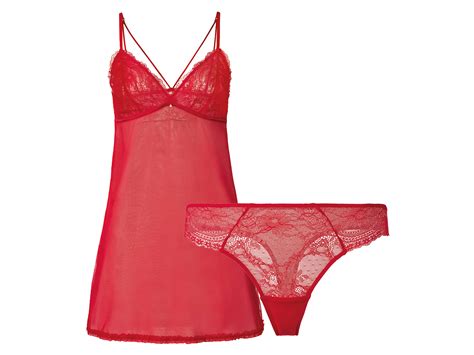 Esmara Damen Neglig Set Mit String Leicht Transpare