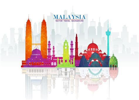 Malaysia Landmark Global Travel And Journey Paper Background Vector