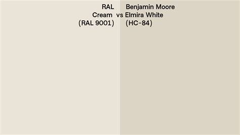 RAL Cream RAL 9001 Vs Benjamin Moore Elmira White HC 84 Side By