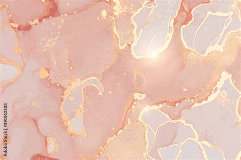 Rose Peach And Gold Marble Texture Abstract Vector Background In