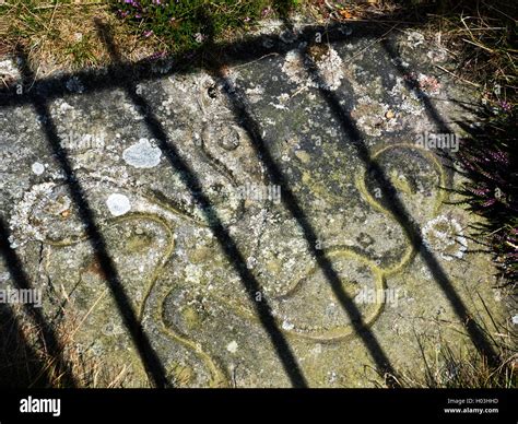 Railings Shadow Over The Swastika Stone On Ilkley Moor Ilkley West