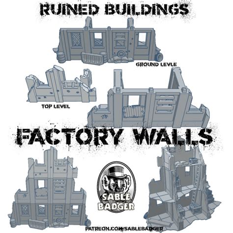 3d Printable Post Apocalypse Ruined Factory Buildings By Brander Roullett