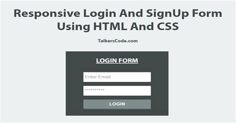 Responsive Login And Signup Form Using Html And Css