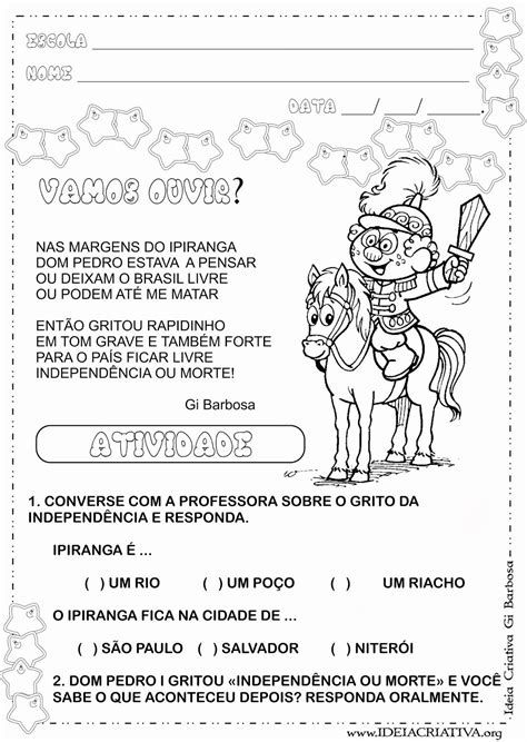 Atividades Sobre A Independencia Do Brasil Ano Retoedu