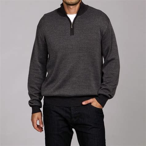 Toscano Mens 14 Zip Merino Wool Blend Sweater Free Shipping On