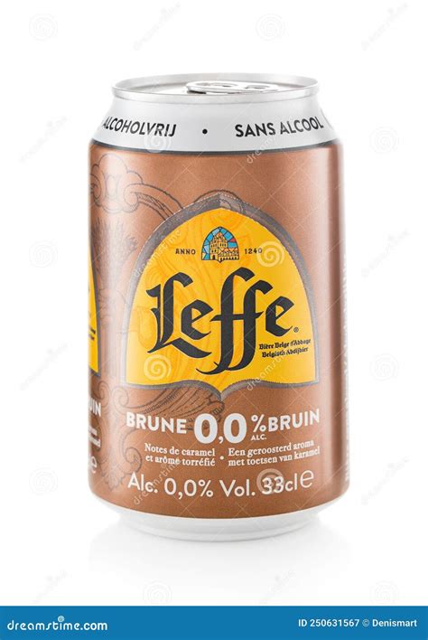 Aluminium Can Of Leffe Brune Beer On White Background Leffe Is A Beer