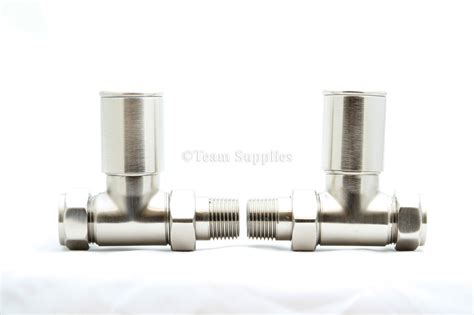 Evolve Hp Silver Nickel Towel Rail Radiator Valve Straight 15mm Wheelhead Pair Ebay