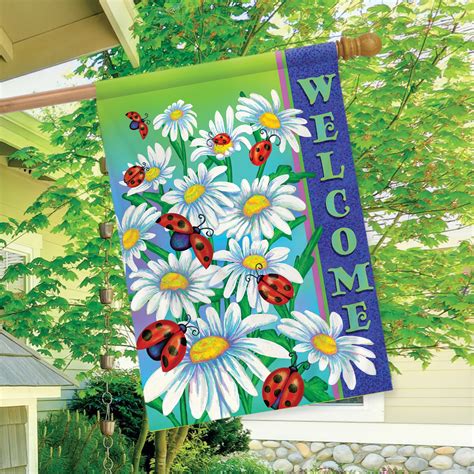 Ladybugs Spring House Flag - DiscountDecorativeFlags.com