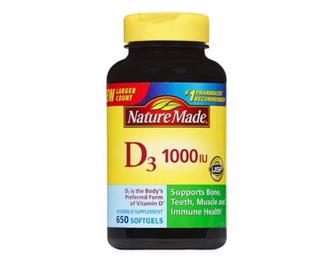 Vitamina D 1000IU 25mcg Nature Made 65o Softgels