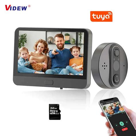 VIDEW WiFi Video Door Peephole Camera Doorbell Viewer with LCD Monitor Night Vision Tuya APP ...