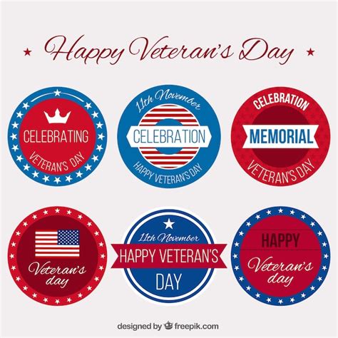 Free Vector | Collection of decorative stickers for veterans day