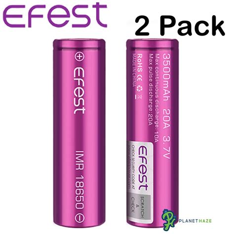 Efest IMR 18650 3500mAh 20A Batteries 2Pack PlanetHaze