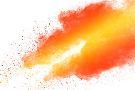 Red Yellow Color Powder Explosion Cloud Isolated On White