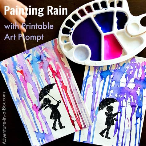 Painting Rain with Printable Art Prompt