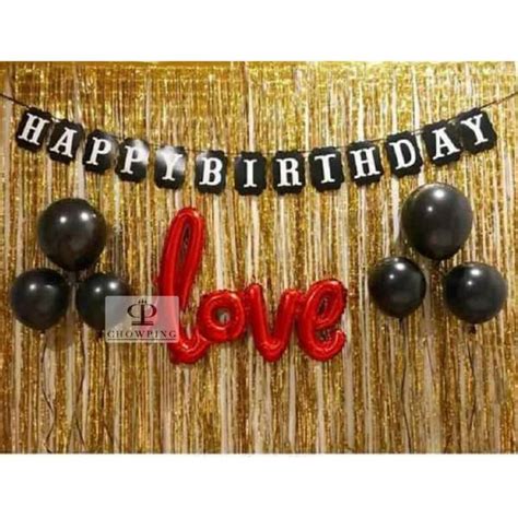 Jual Paket Dekorasi Hiasan Balon Ulang Tahun Happy Birthday Tema Gold