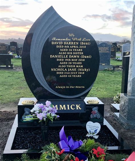 Beautiful Black Granite Polished Memorial Complete With Granite Kerbing