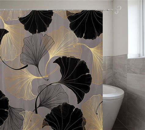 Ginkgo Leaf Shower Curtain Ginkgo Biloba Modern Bathroom Decor Durable