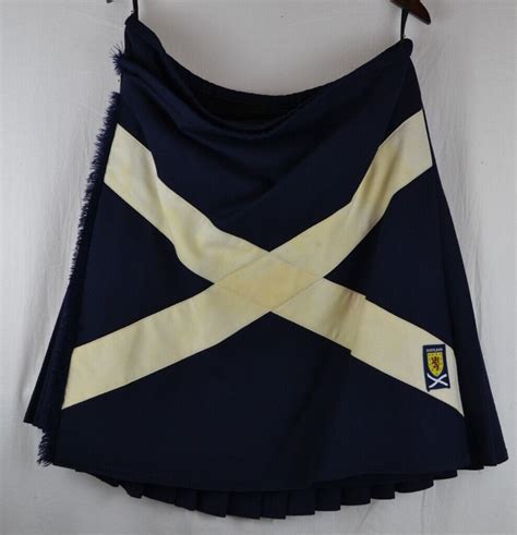 Rare Official Sfa Scotland Tartan Army 100 Wool Saltire Flag Kilt 38