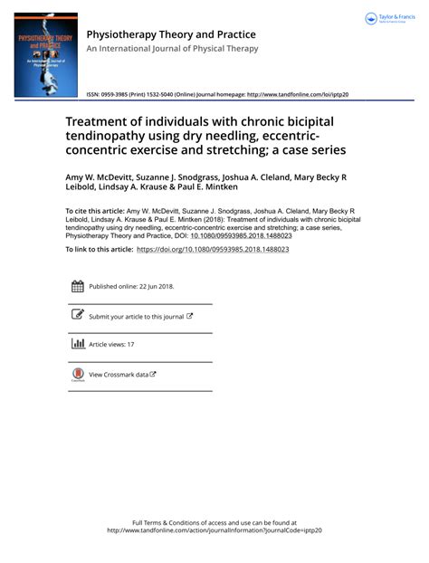 Pdf Treatment Of Individuals With Chronic Bicipital Tendinopathy