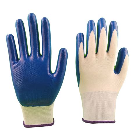 Gauge Polyester Knitted Liner Blue Nitrile Palm Coating Safety