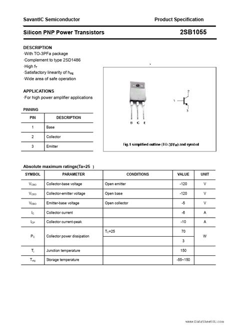 2SB1055 TRANSISTOR Datasheet Distribuidor Stock Y Mejor Precio