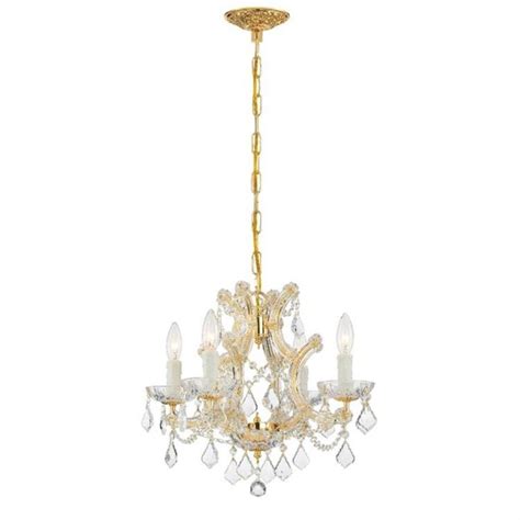 Crystorama Maria Theresa 4 Light Gold Traditional Crystal Chandelier In