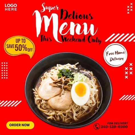 Ramen Menu Promo Template Postermywall