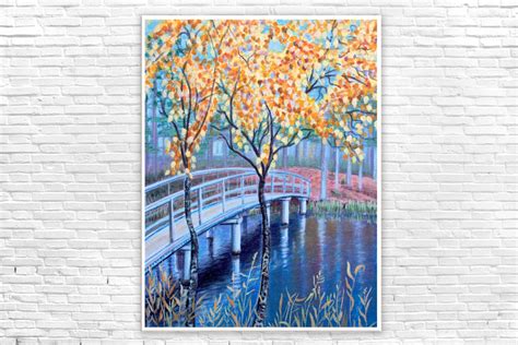 Autumn Landscape Painting-bridge Art Painting-original Acrylic Art ...