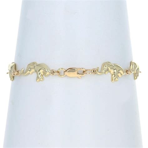 Yellow Gold Elephant Link Bracelet 14k Pachyderm For Sale At 1stdibs