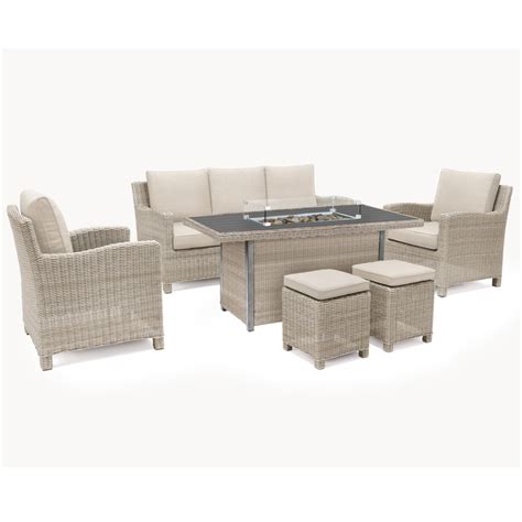 Kettler Palma Oyster Wicker Outdoor Casual Dining Lounge Sofa Set With