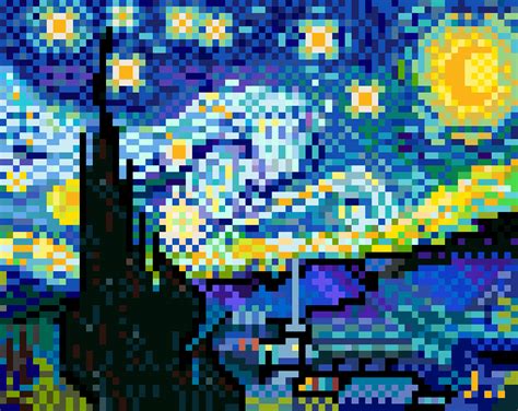 Pixel art (The Starry Night) - Constellation style on Behance