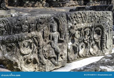 The Carved Images On The Sandstone Blocks Laying On The Floor Awaiting