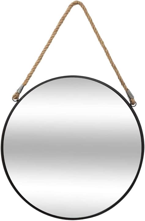 Atmosphera Miroir Rond En M Tal Noir Avec Corde D Cm Amazon Fr