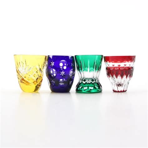 Fabergé Na Zdorovye Cut To Clear Glass Vodka Shot Glasses In