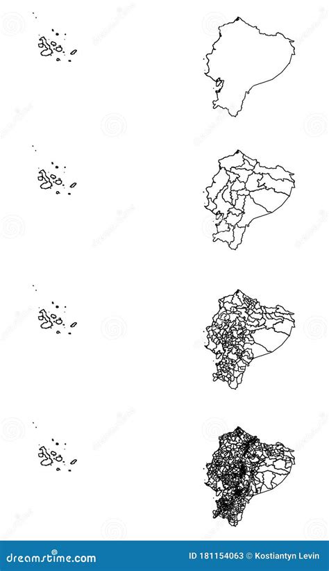 Regiones Administrativas Del Mapa De Esquema De Ecuador Ilustración Del