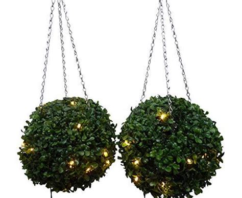 Set of 2 Large 25cm Artificial LIT LED Topiary Balls - Battery Operate ...