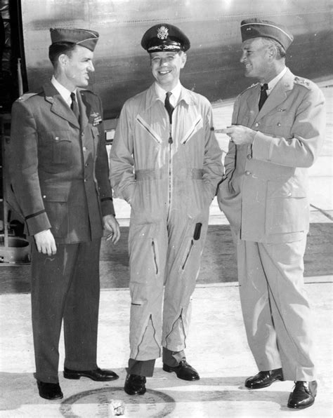 Major General Robert Landry And Two Unidentified Airmen Harry S Truman