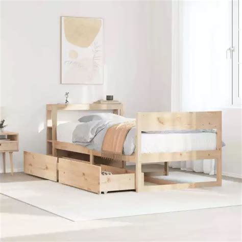 BED FRAME WITHOUT Mattress 75x190 Cm Small Single Solid Wood Pine 358