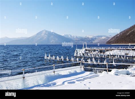 Lake Shikotsu In Winter Stock Photo - Alamy