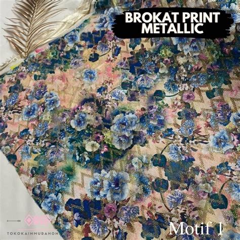 Jual Kain Brokat Bonding Shimmer Metallic Glitter Print MEWAH IMPOR